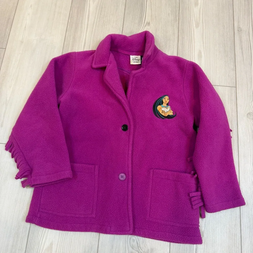 Disney Store Polartec Pocahontas Fleece Jacket Magenta Purple Fringe Kids